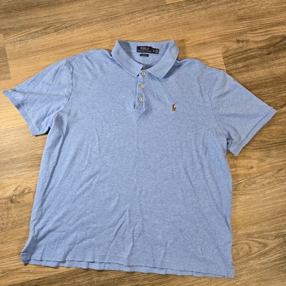 Polo Ralph Lauren Polo Shirt Mens XL Blue Flesh Pony Short Sleeve Preppy Ivy